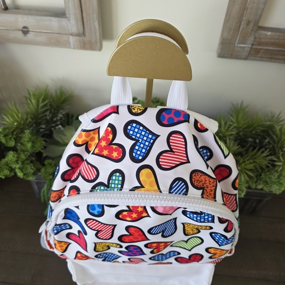 BRITTO Colorful Heart Print Backpack-Romero Britto - Picture 3 of 14
